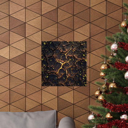 Golden Hour Cracked Earth Wall Art Print - Dark Japandi Seijaku