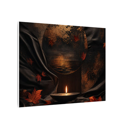 Silk Drape Autumn Canvas Art | Dark Japandi Moody Design