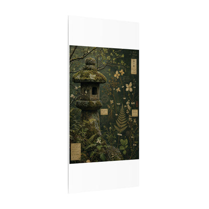 Spring Stone Lantern Herbarium Canvas Art | Nostalgic Decor