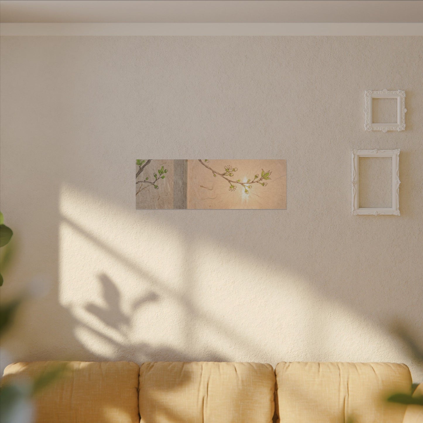 Shoji Screen Canvas Art | Spring Japandi Minimal Line Art