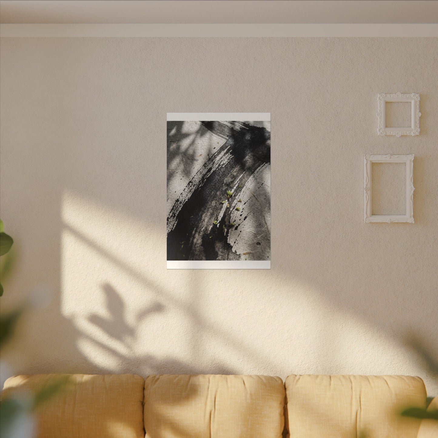 Ink Brushstroke Canvas Art | Spring Dark Japandi Moody Minimal Art