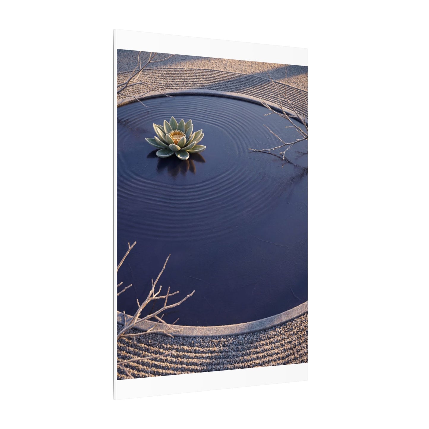 Lotus Flower Canvas Art | Winter Zen Karesansui Art