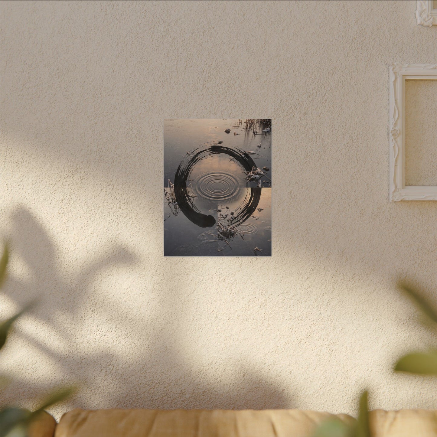 Winter Water Ripple Enso Canvas Art | Tranquil Decor