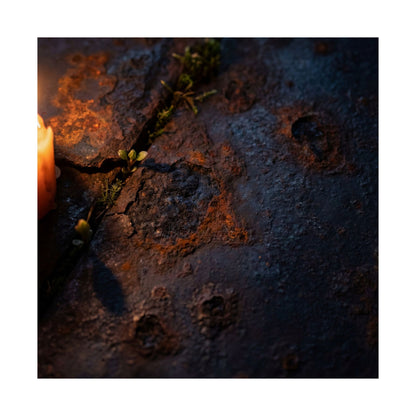 Dark Japandi Rust Patina in Candlelight | Charcoal Ink Wall Art Print