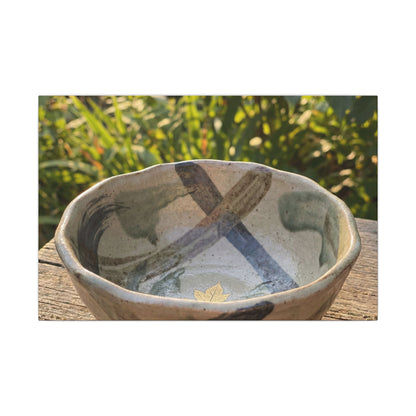 Earthy Ceramic Bowl Canvas Art - Japanese Pattern Japandi