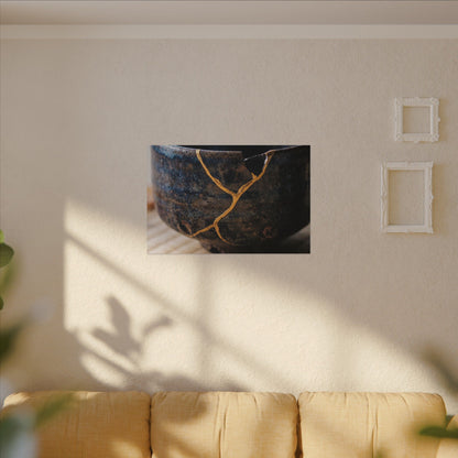 Tea Ceremony Autumn Canvas Art | Kintsugi Healing Design