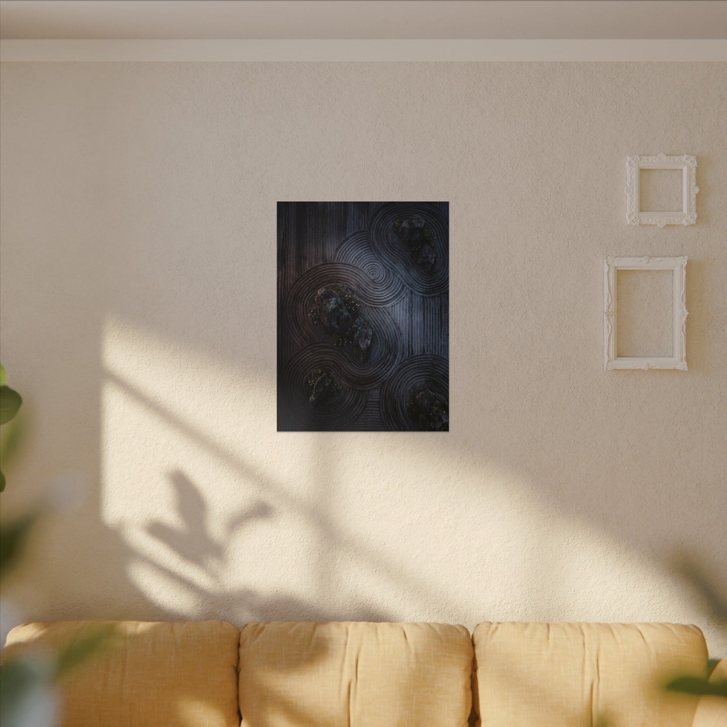 Spring Rock Garden Charcoal Ink Canvas Art | Bold Decor