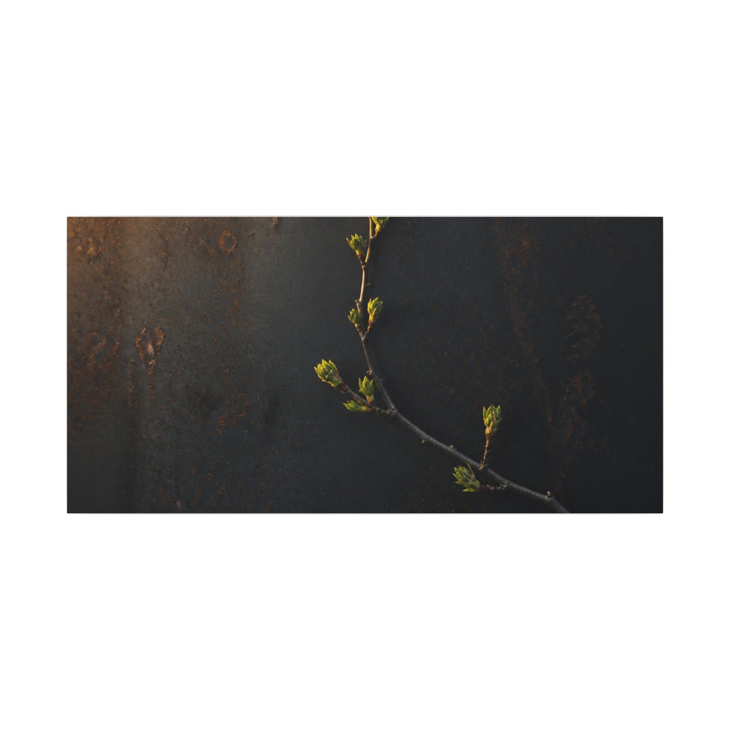 Dark Japandi Rust Patina in Golden Hour | Moody Minimal Canvas Art