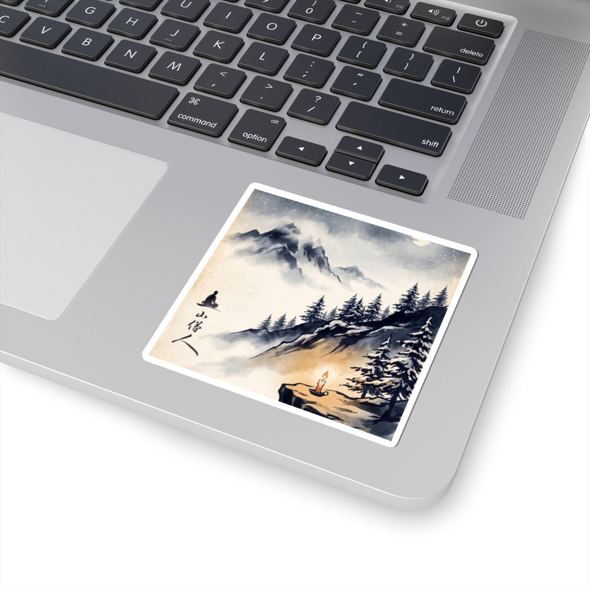 Winter Mountain Mist Ukiyo E Inspired Sticker | Peaceful Decor Art Print