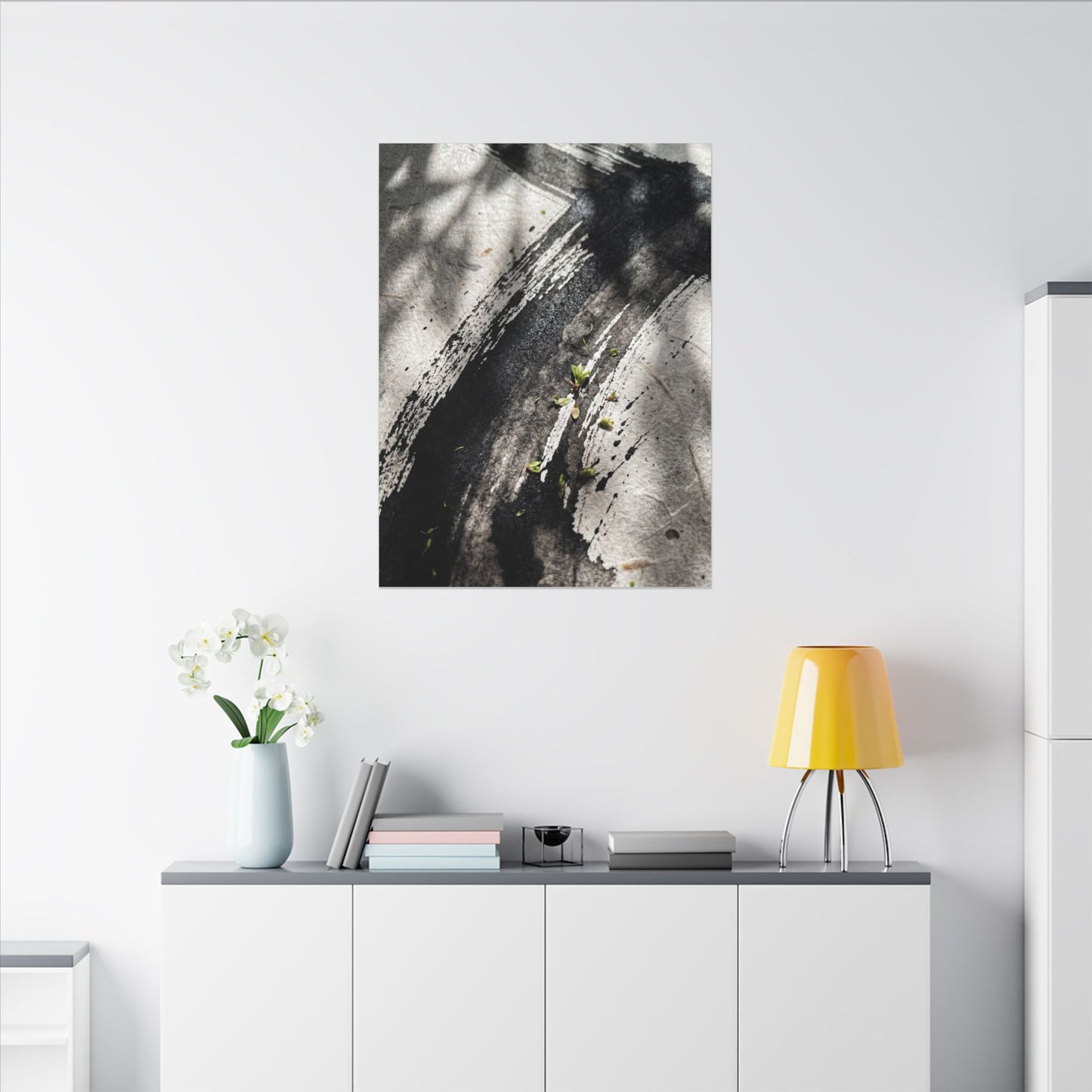 Ink Brushstroke Canvas Art | Spring Dark Japandi Moody Minimal Art