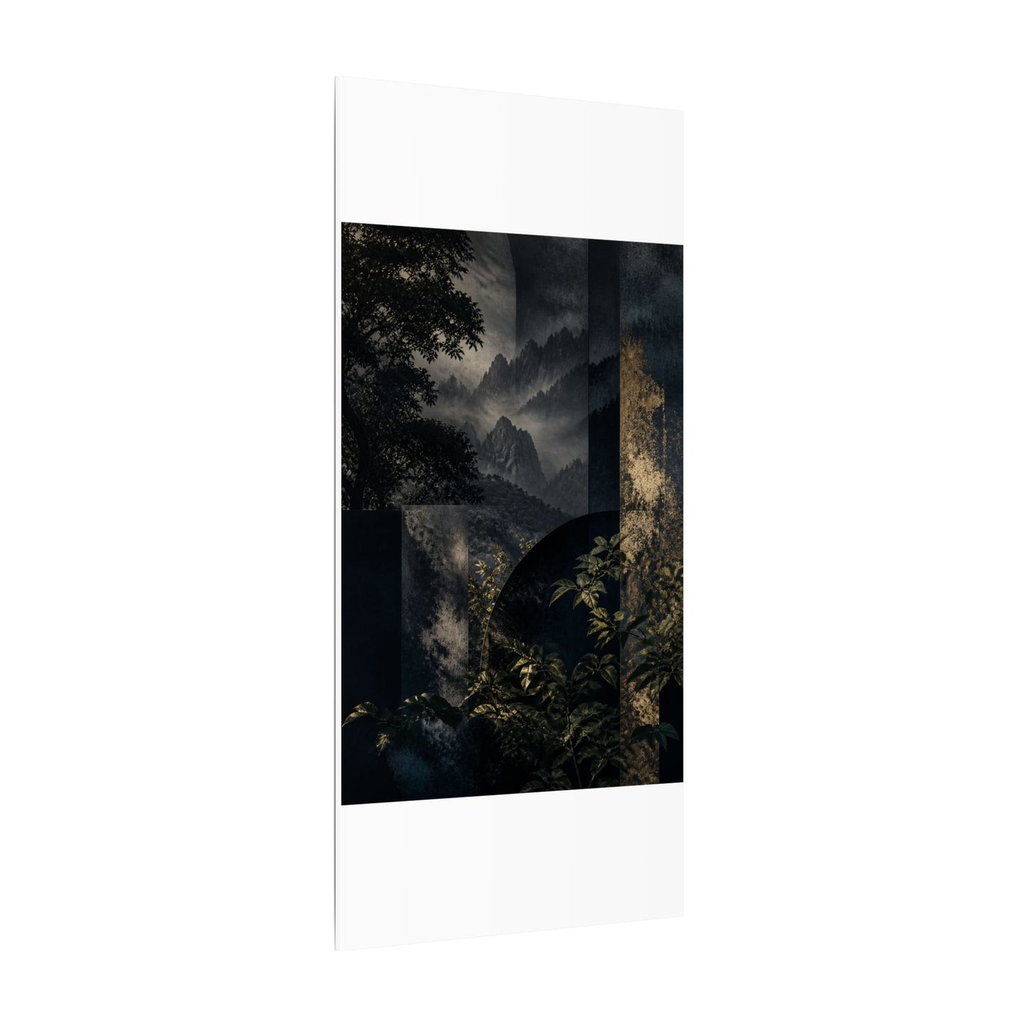 Mountain Mist Summer Canvas Art | Dark Japandi Atmospheric Design