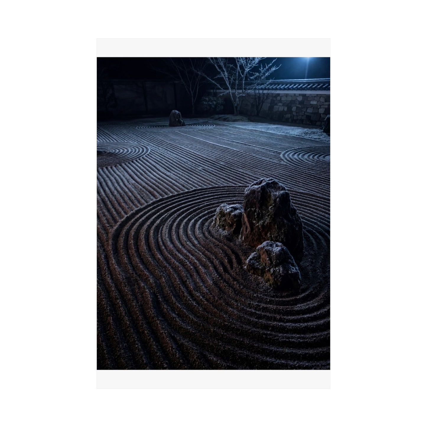 Bold Rock Garden Wall Art Print - Moody Minimal Dark Japandi