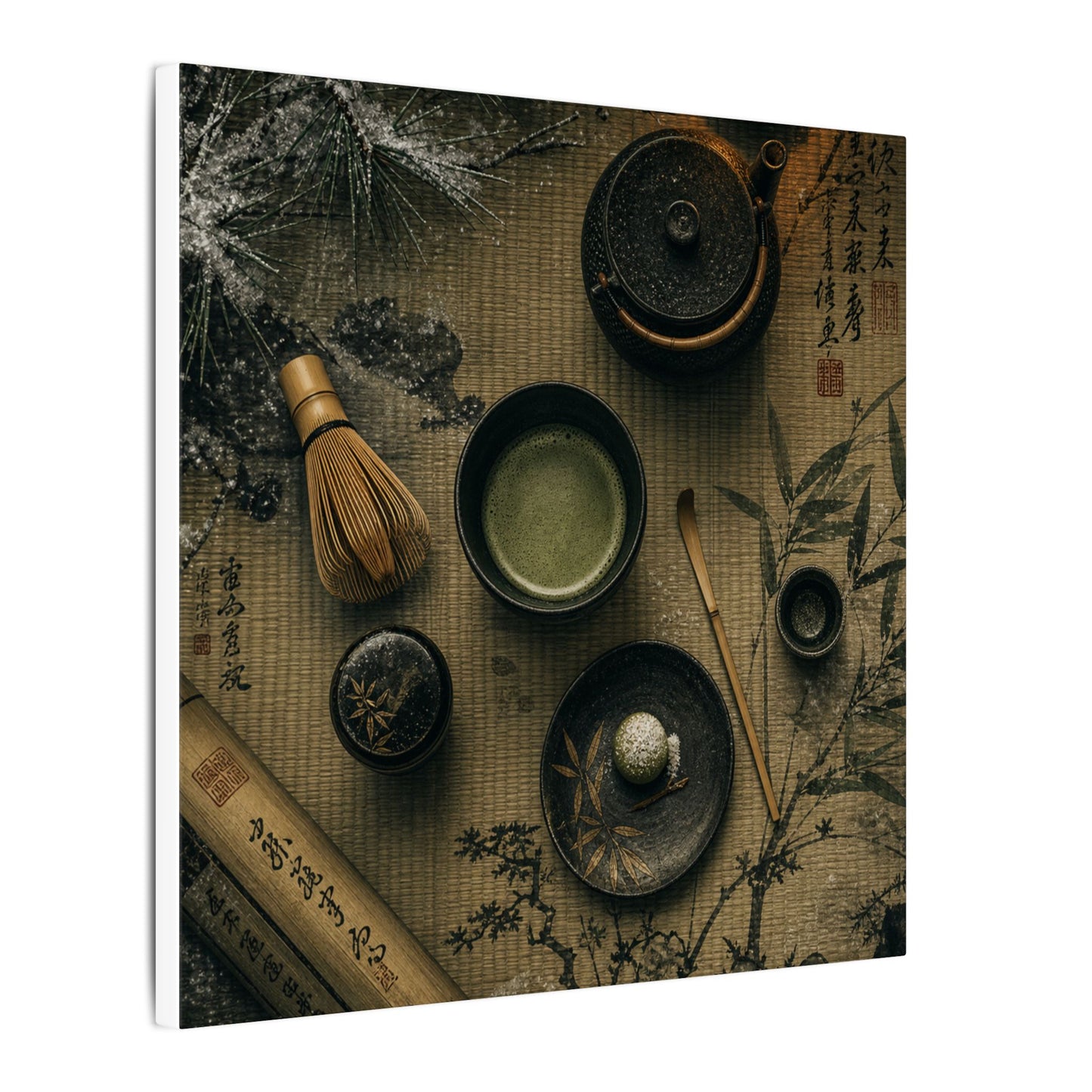 Tea Ceremony Canvas Art | Winter Zen Ukiyo E Inspired Art