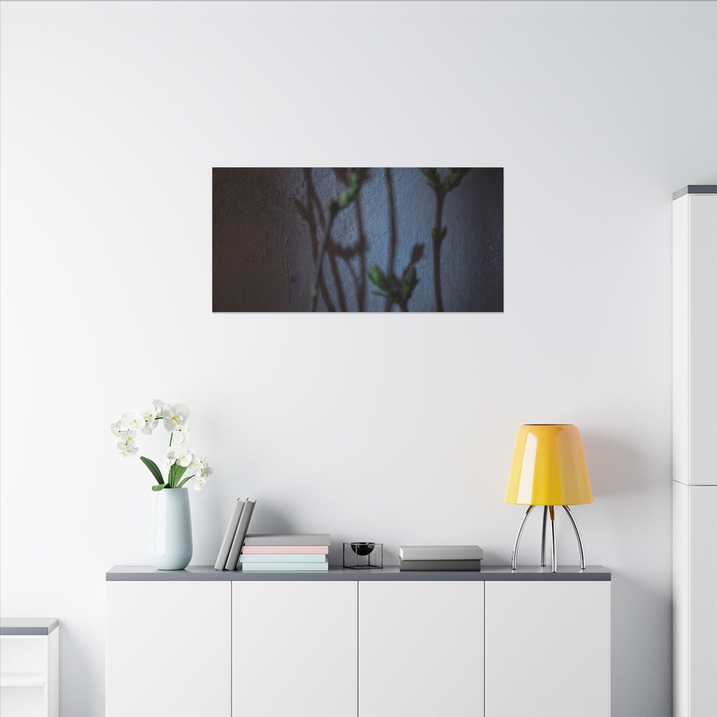 Shadow Play Spring Canvas Art | Dark Japandi Sophisticated Design