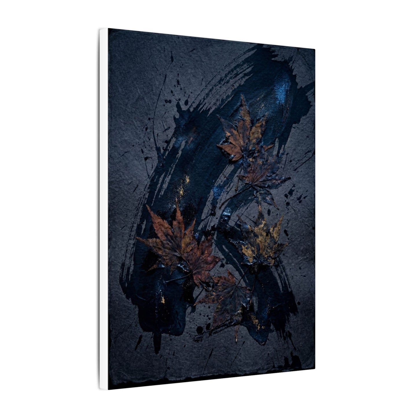 Sophisticated Ink Brushstroke Canvas Art - Dark Texture Dark Japandi