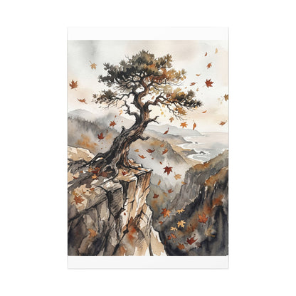 Autumn Pine Tree Watercolor Canvas Art | Warm Decor