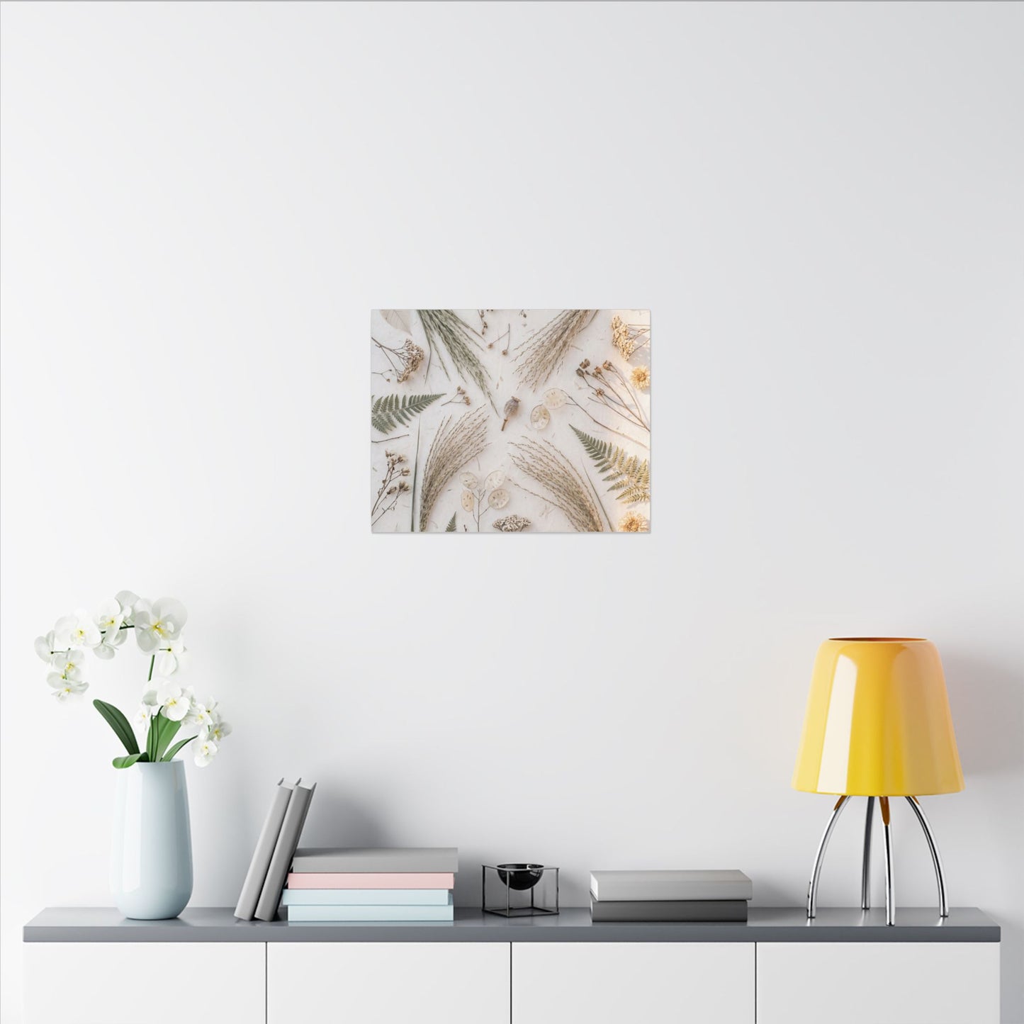 Elegant Dried Flowers Canvas Art - Japanese Pattern Japandi