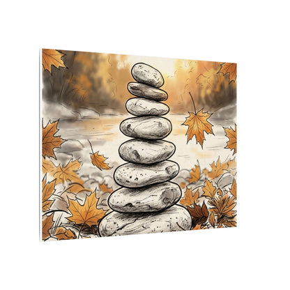 Earthy River Stones Canvas Art - Minimal Line Japandi