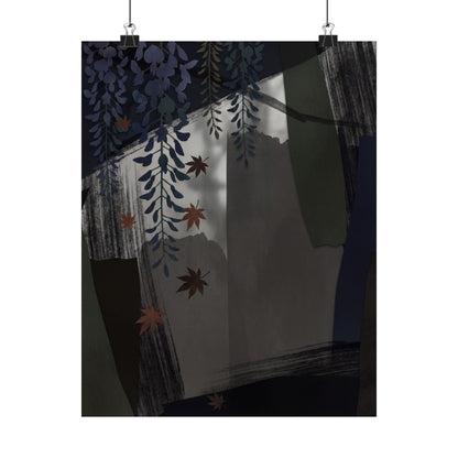Wisteria Autumn Wall Art Print | Dark Japandi Atmospheric Design Art Print