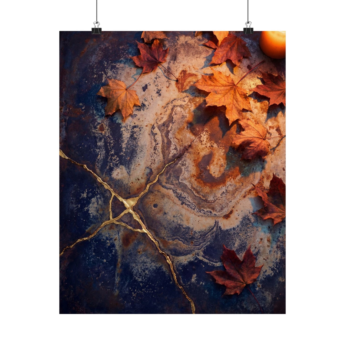 Kintsugi Rust Patina in Candlelight | Gold Vein Wall Art Print Art Print