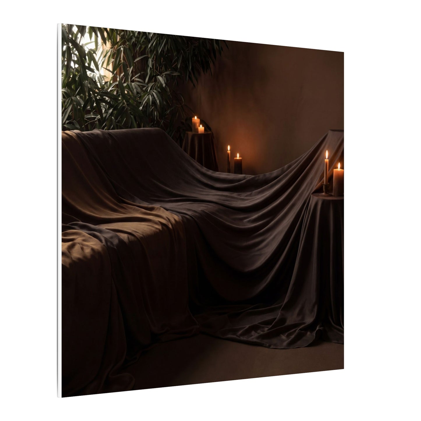 Candlelight Silk Drape Canvas Art - Dark Japandi Ma