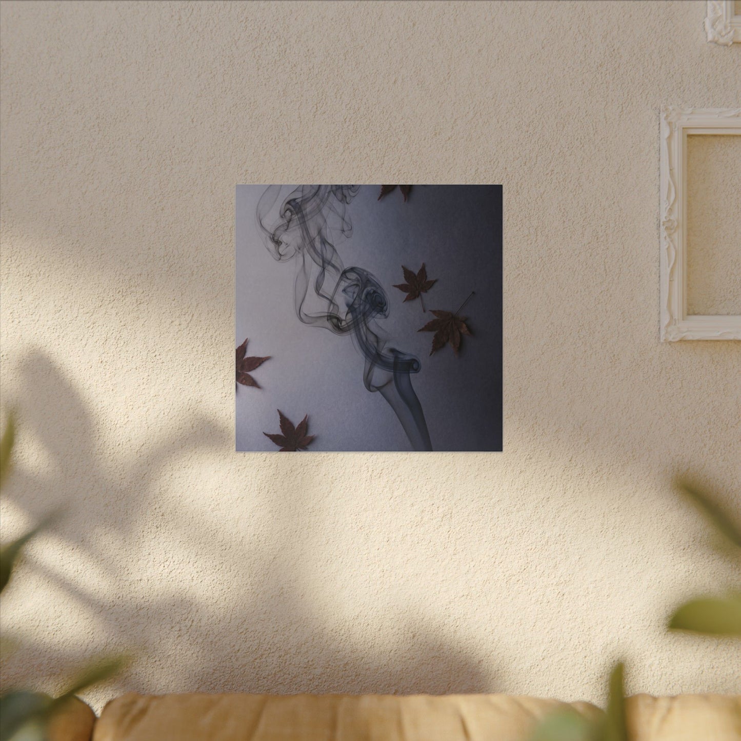 Dark Japandi Incense Smoke in Dawn | Moody Minimal Canvas Art
