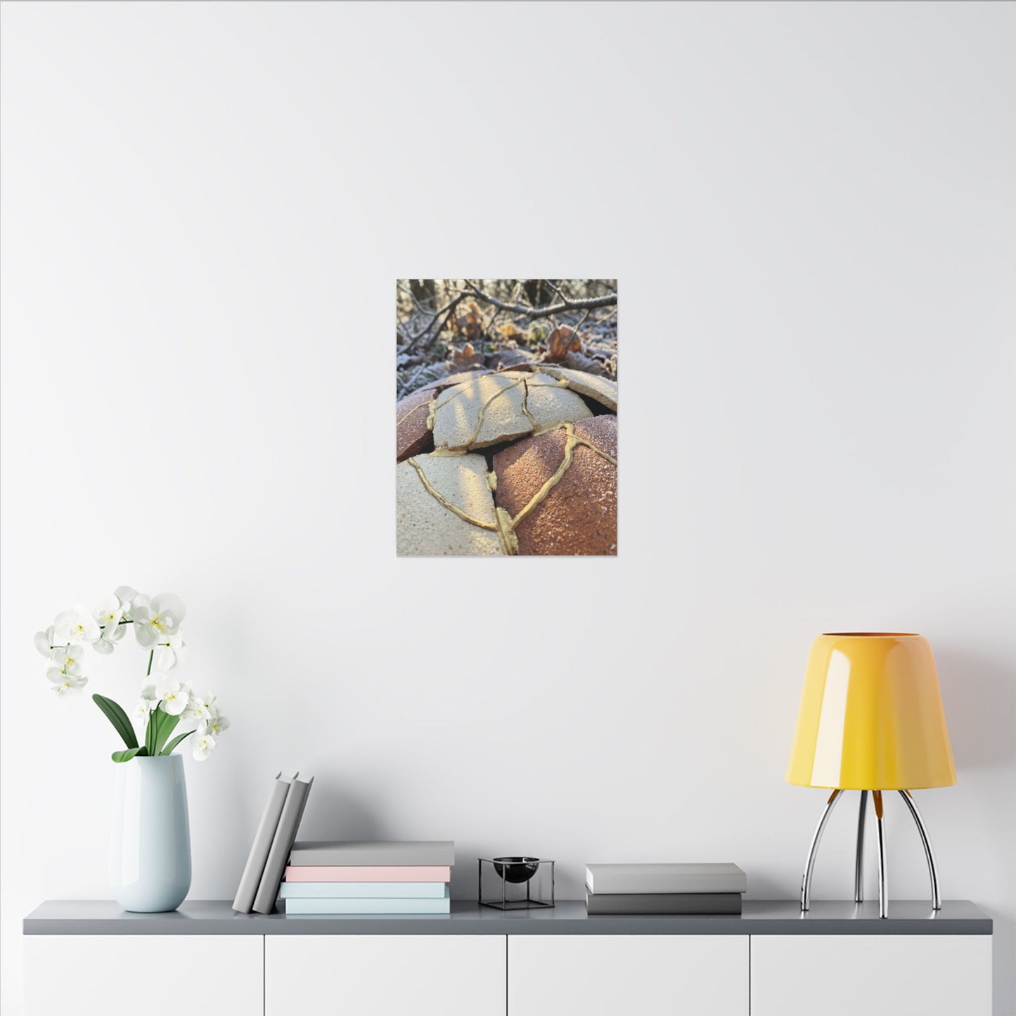 Broken Pottery Crackle Gold Canvas Art | Healing Kintsugi Art