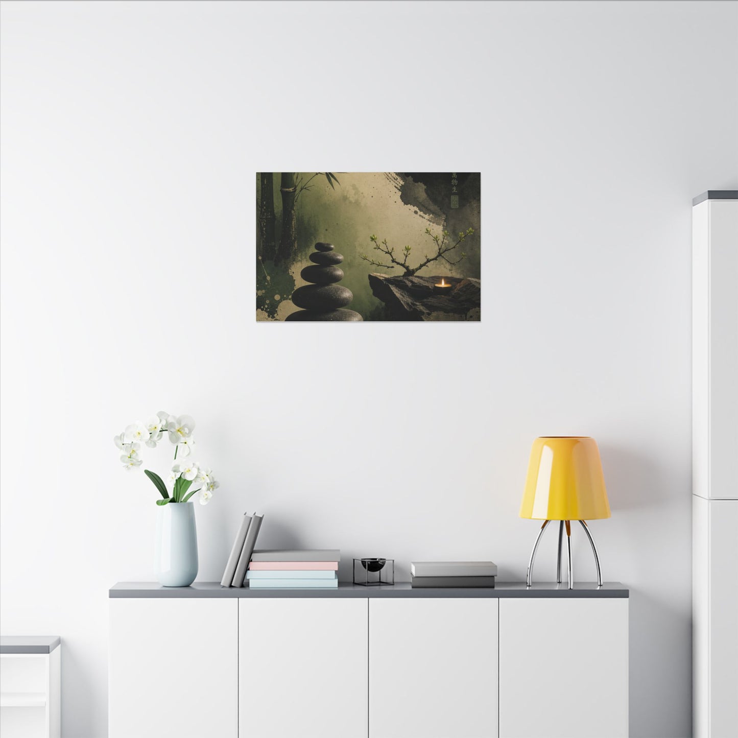 River Stones Spring Canvas Art | Zen Contemplative Design