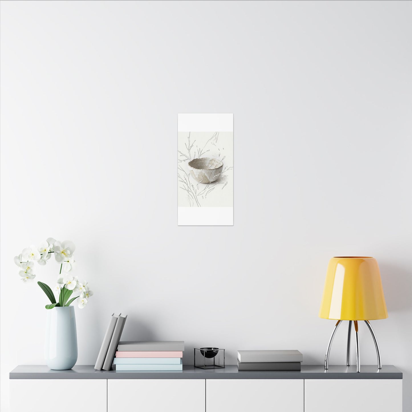 Neutral Ceramic Bowl Canvas Art - Minimal Line Japandi