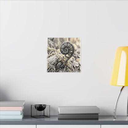 Japandi Fern Unfurling in Golden Hour | Watercolor Canvas Art