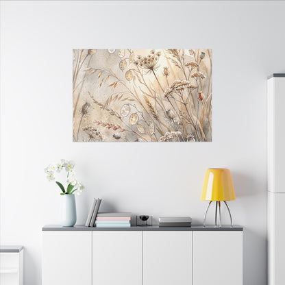 Winter Dried Flowers Watercolor Canvas Art | Warm Decor