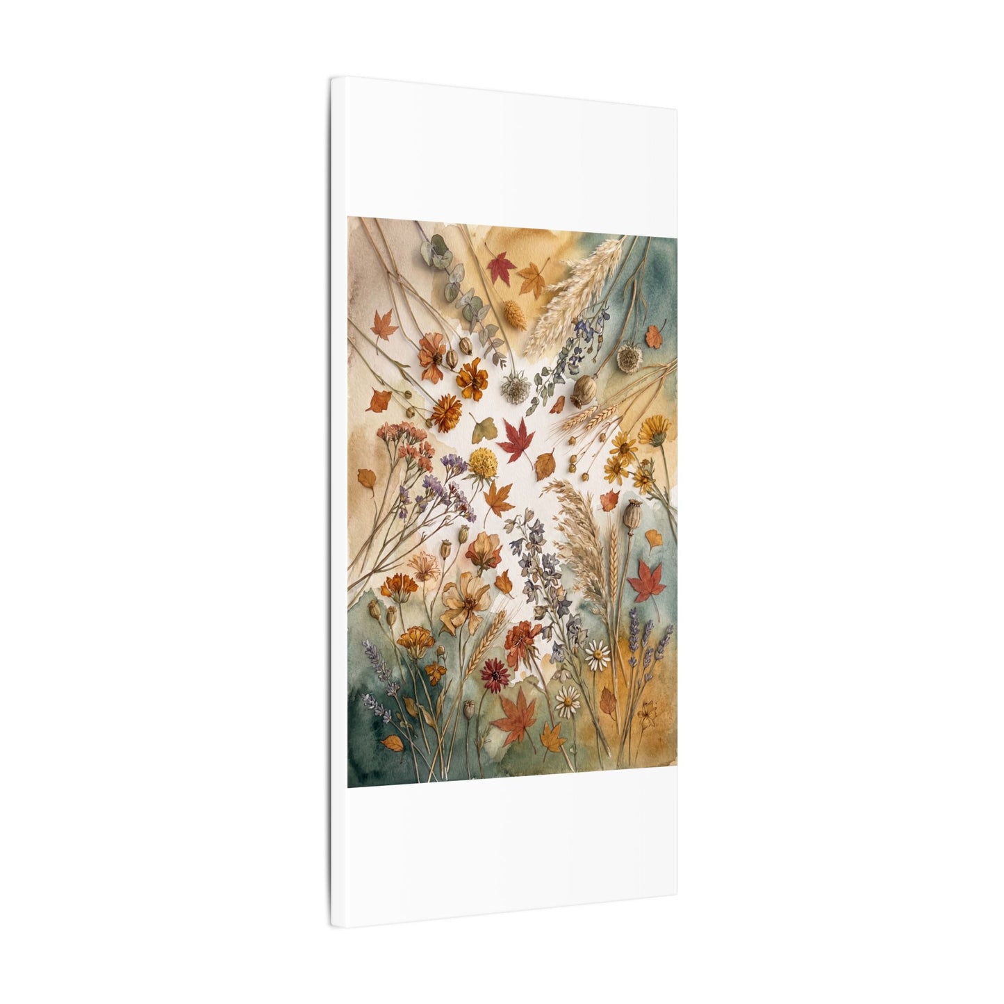 Dried Flowers Canvas Art | Autumn Japandi Watercolor Art