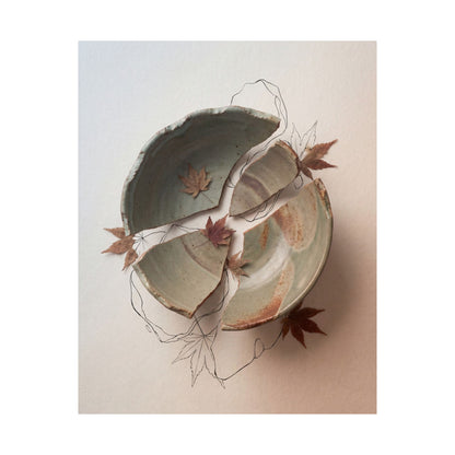 Ceramic Bowl Minimal Line Wall Art Print | Neutral Japandi Art