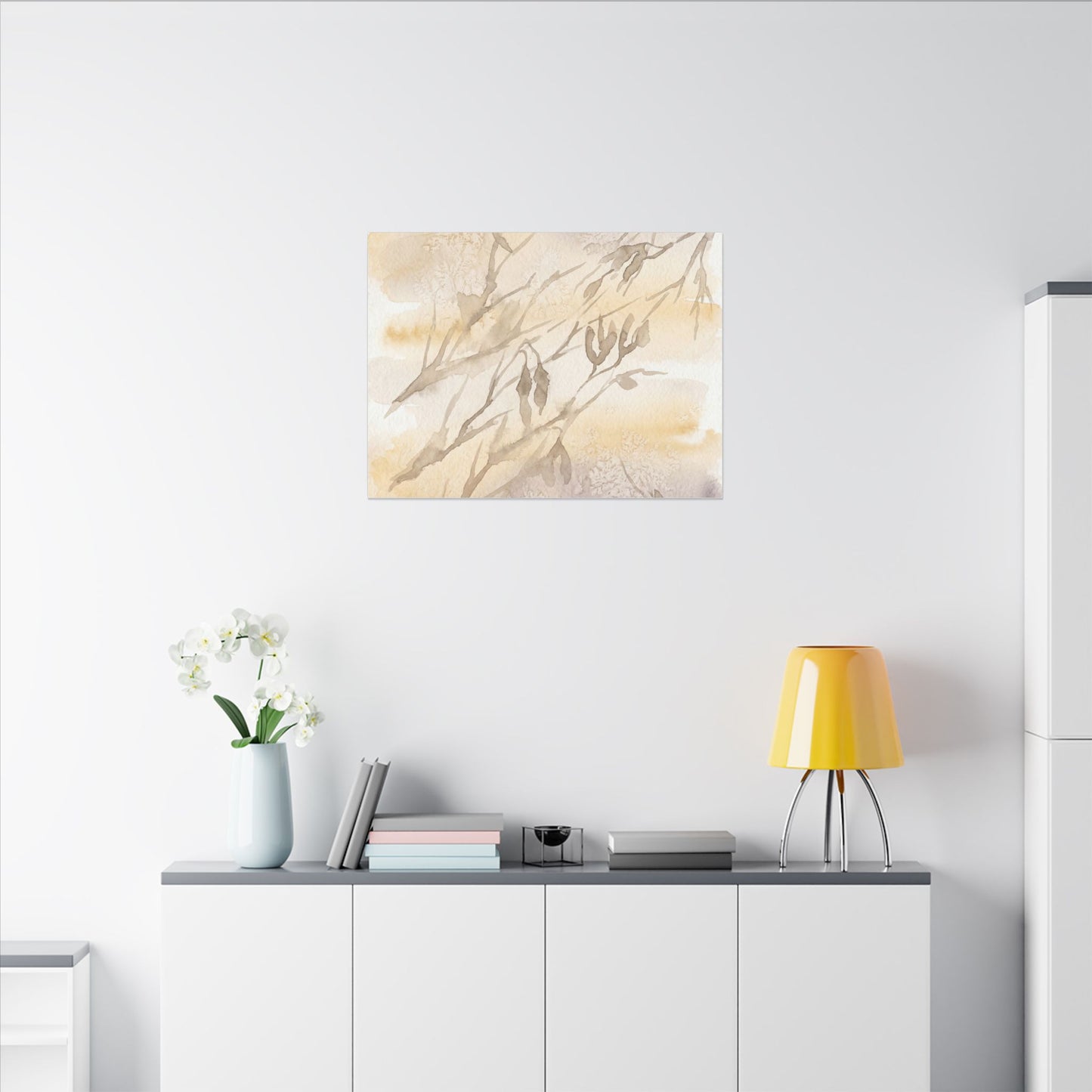 Shadow Play Winter Canvas Art | Japandi Warm Design