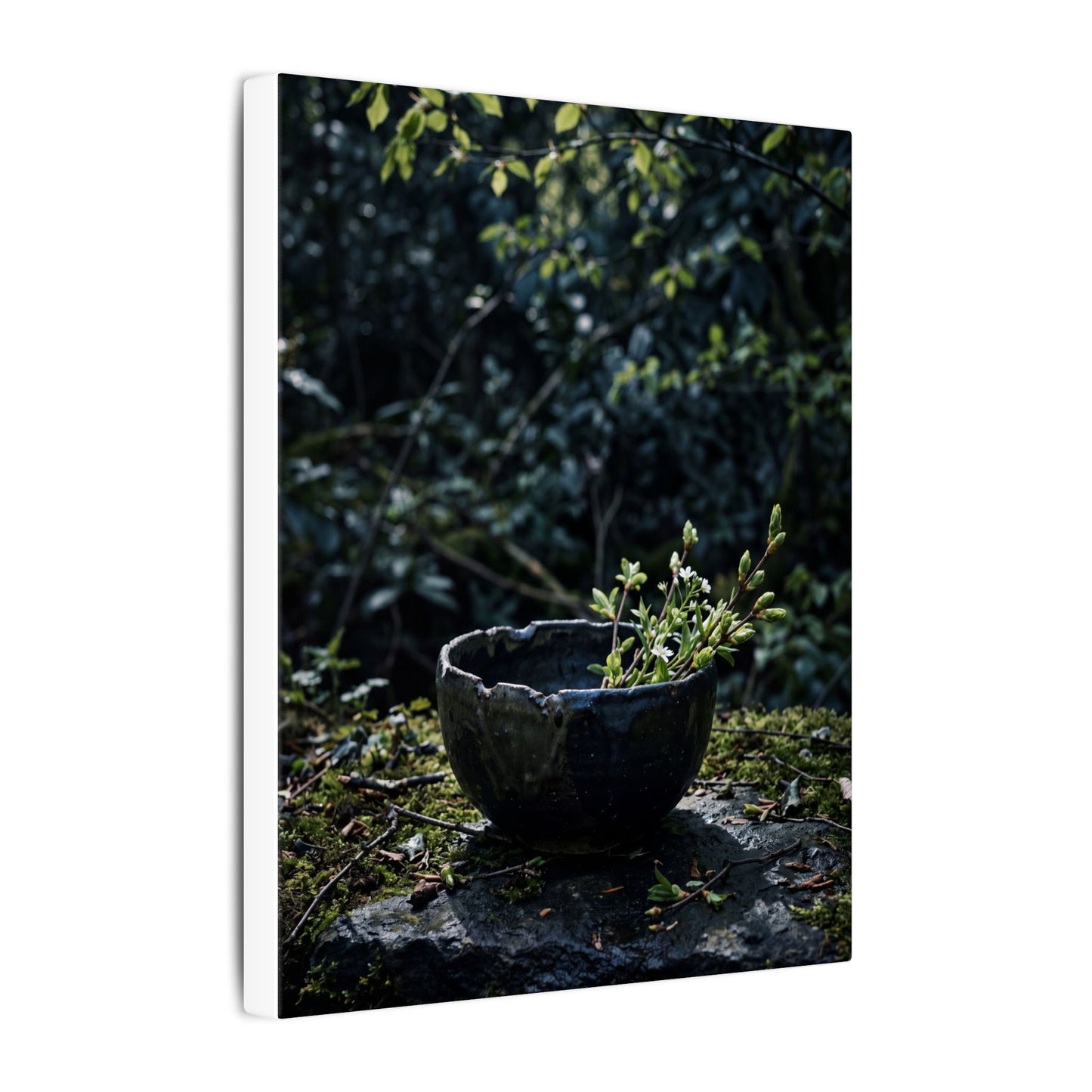 Dappled Ceramic Bowl Canvas Art - Dark Japandi Datsuzoku