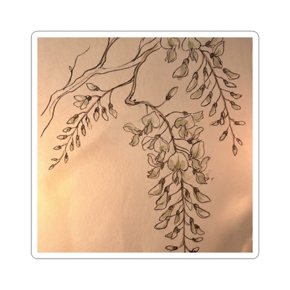 Spring Wisteria Minimal Line Sticker | Elegant Decor Art Print