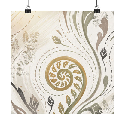 Fern Unfurling Wall Art Print | Spring Japandi Japanese Pattern Art Art Print