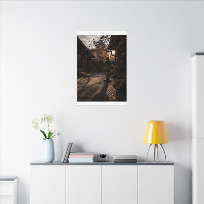 Seijaku Stone Lantern Canvas Art - Dark Japandi Shadow Zen