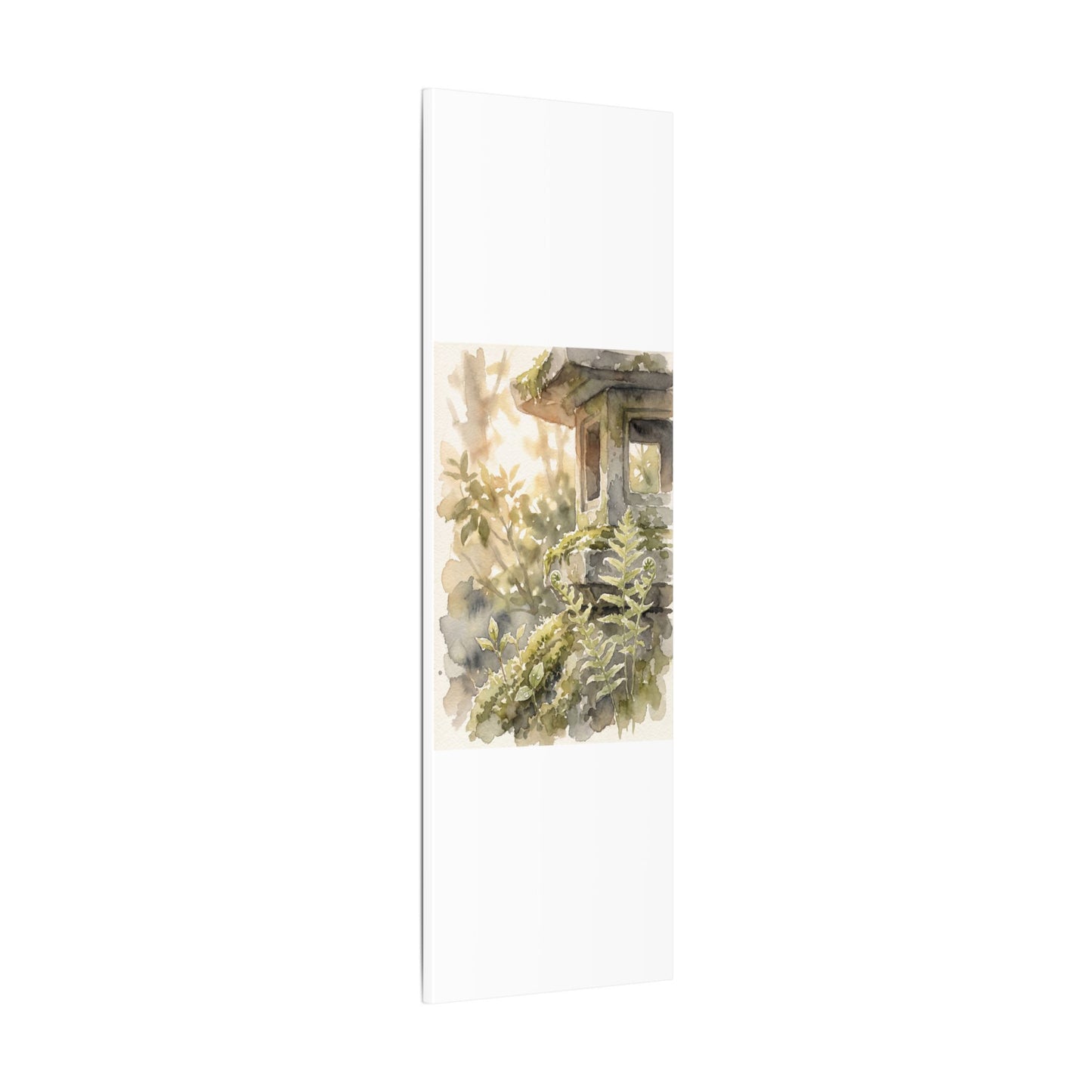 Earthy Stone Lantern Canvas Art - Watercolor Japandi
