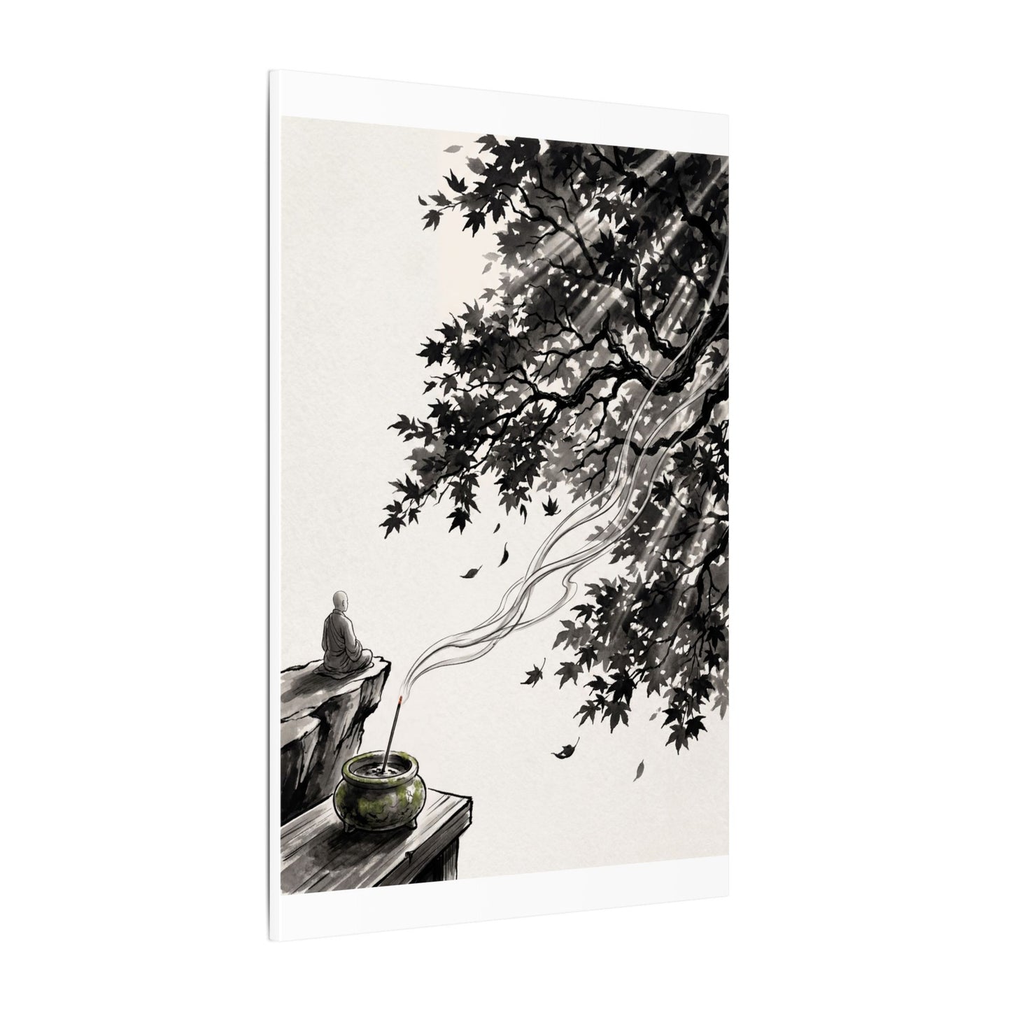 Serene Incense Smoke Canvas Art - Ukiyo E Inspired Zen