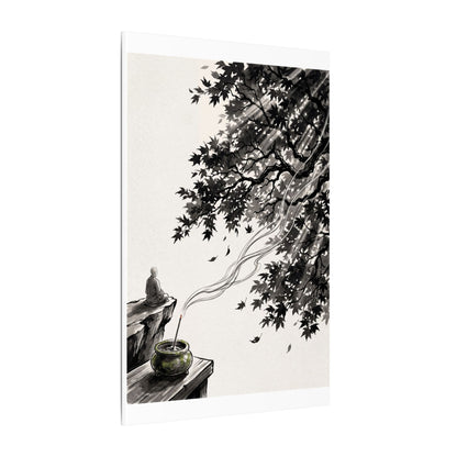 Serene Incense Smoke Canvas Art - Ukiyo E Inspired Zen