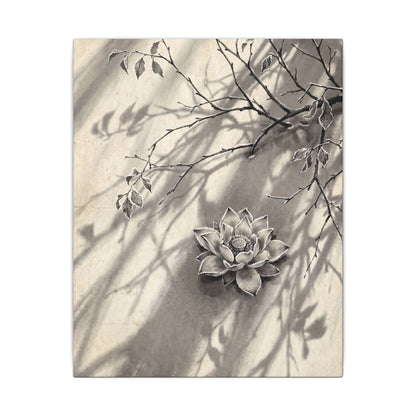 Winter Lotus Flower Sumi E Canvas Art | Contemplative Decor