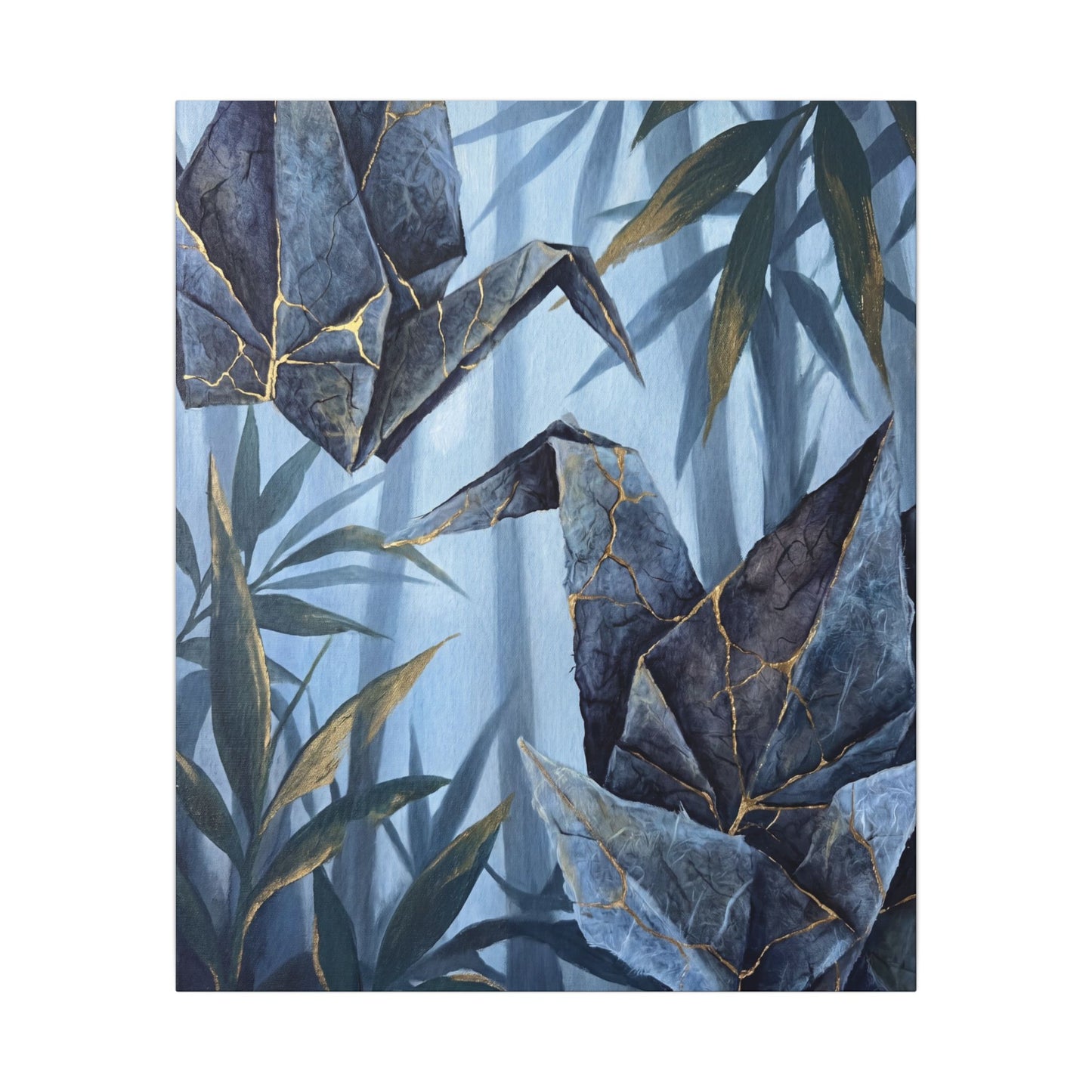 Paper Fold Canvas Art | Summer Kintsugi Crackle Gold Art