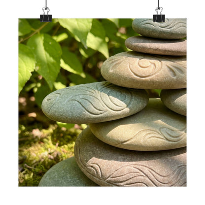 Dappled River Stones Wall Art Print - Japandi Fukinsei Art Print