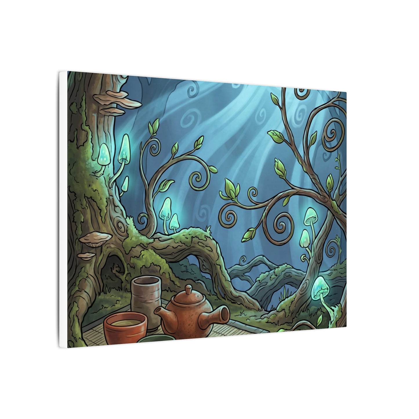 Spring Tea Ceremony Forest Whimsy Canvas Art | Cozy Decor