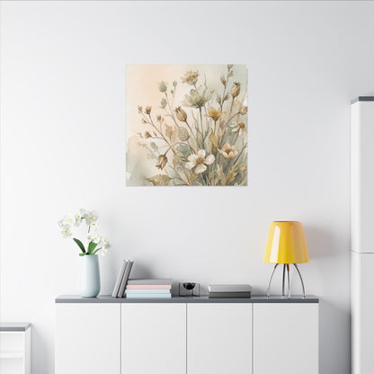 Summer Dried Flowers Watercolor Canvas Art | Elegant Decor