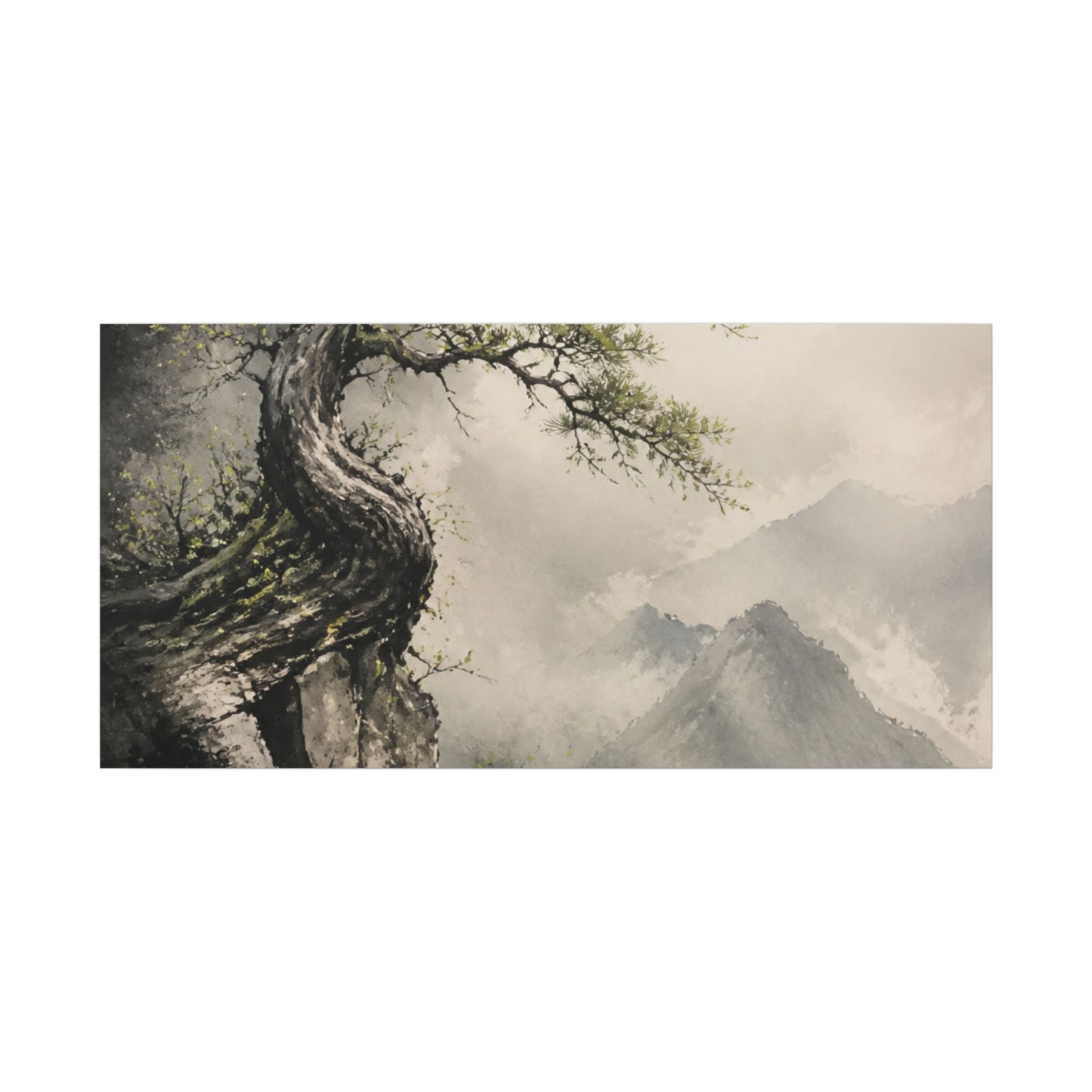 Spring Pine Tree Watercolor Canvas Art | Warm Decor