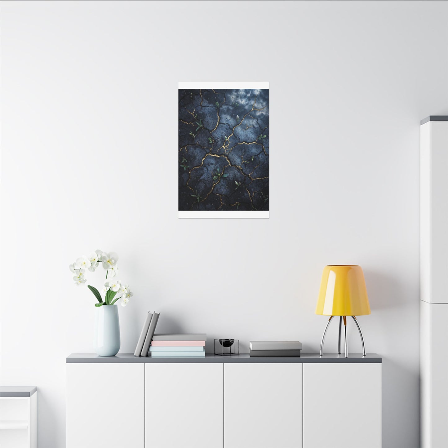 Cracked Earth Spring Canvas Art | Kintsugi Healing Design