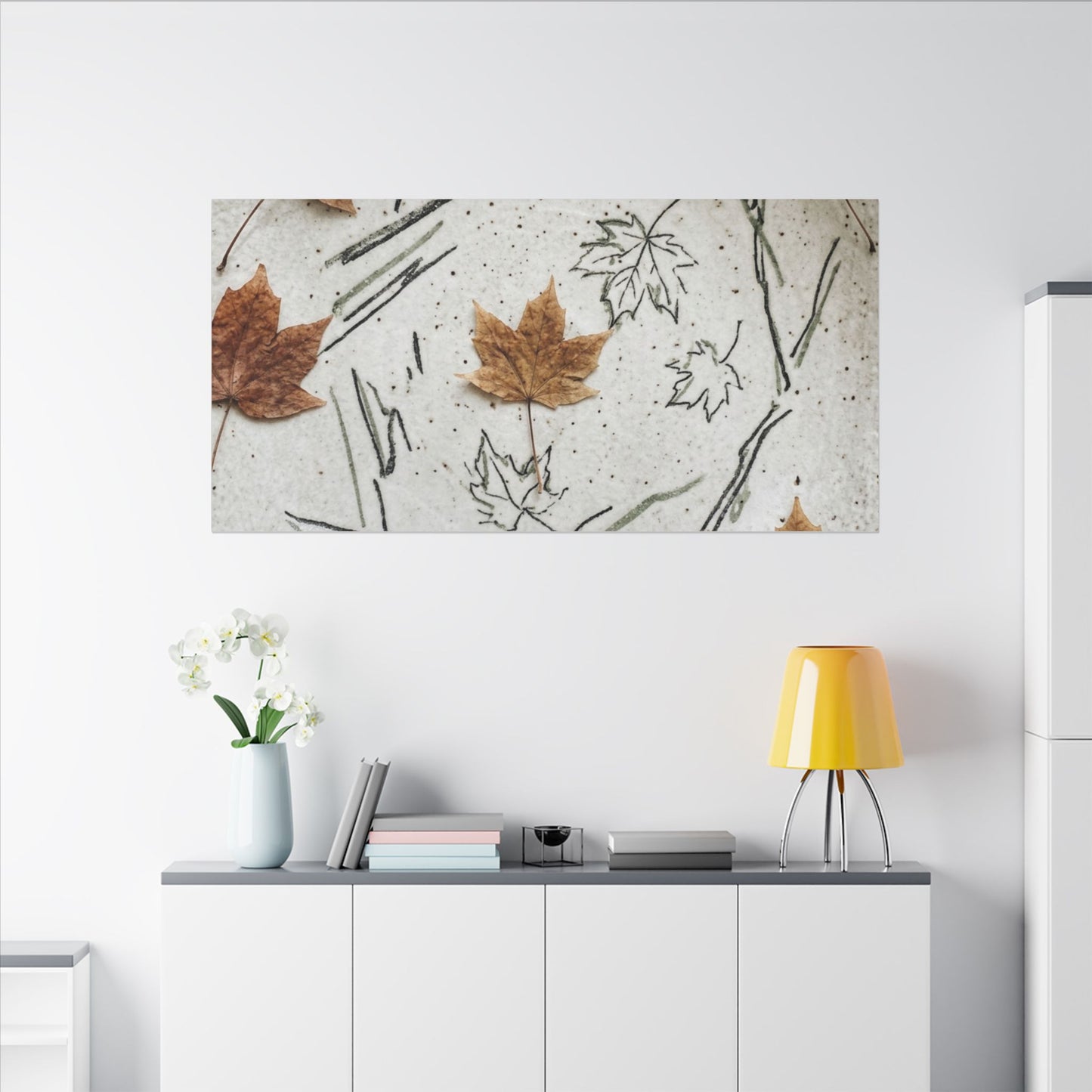 Ceramic Bowl Autumn Canvas Art | Japandi Elegant Design