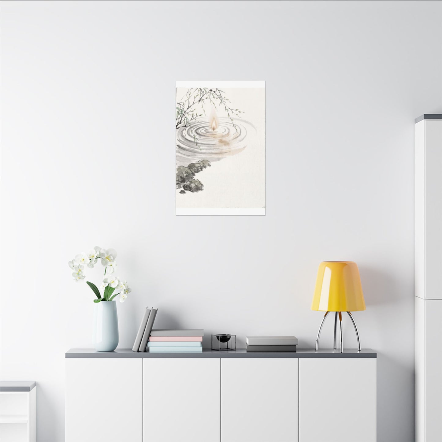 Water Ripple Sumi E Canvas Art | Tranquil Zen Art
